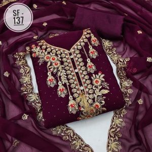 Embroidery Georgette Three Piece